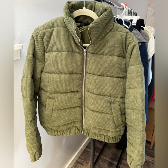 Papermoon Jackets & Blazers - Olive Green Puffer Jacket